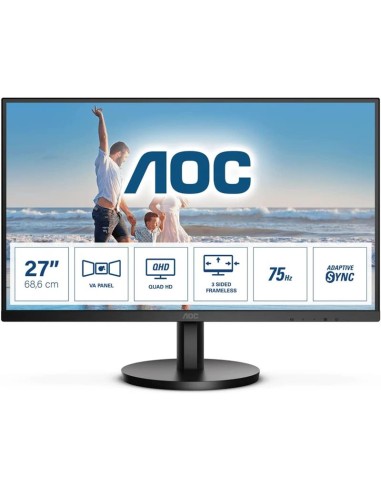 MONITOR AOC 27 QHD 2K MULTIMEDIA VGA HDMI DP 3YR GARANTIA