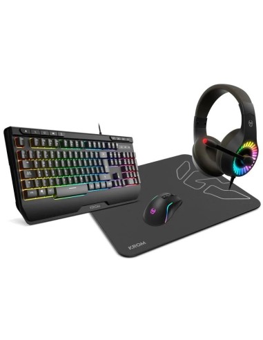 TECLADO + RATON + AURICULARES + ALFOMBRILLA KROM GAMING KENYA BUNDLE