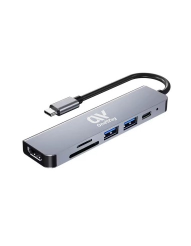 DOCK HUB ONEWAY USB-C 6 EN 1 HDMI 4K/2 USB 3.0/USB-C/SD+MICRO SD GREY