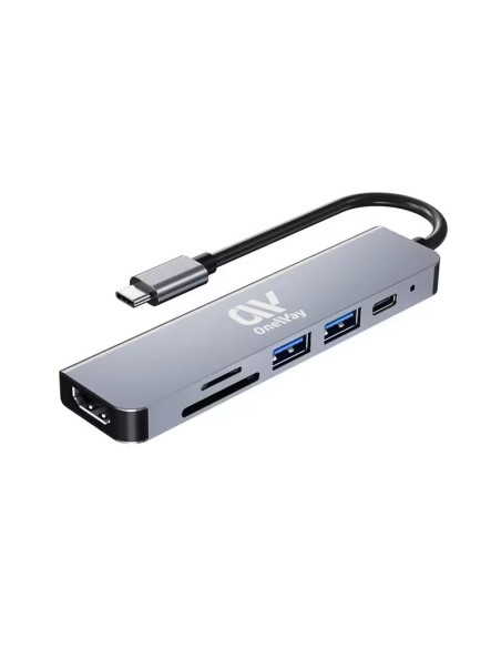 DOCK HUB ONEWAY USB-C 6 EN 1 HDMI 4K/2 USB 3.0/USB-C/SD+MICRO SD GREY