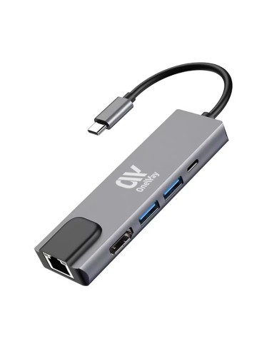 DOCK HUB ONEWAY USB-C 5 EN 1 HDMI/RJ45/USB 3.0/USB-C PD SILVER