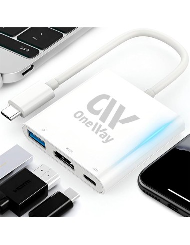 DOCK HUB ONEWAY USB-C 3 EN 1 HDMI 4K/USB 3.0/USB-C SILVER