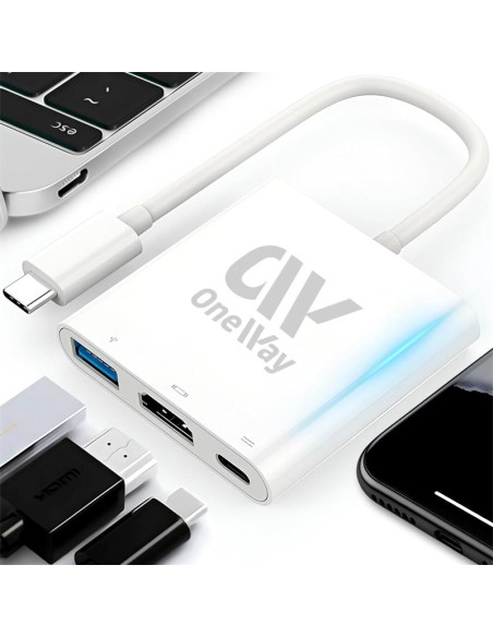 DOCK HUB ONEWAY USB-C 3 EN 1 HDMI 4K/USB 3.0/USB-C SILVER