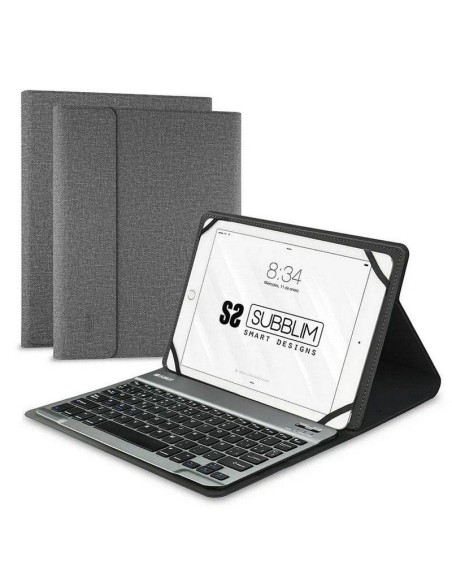 FUNDA + TECLADO SUBBLIM KEYTAB PRO BT PARA TABLETS 10.1-10.8 GREY