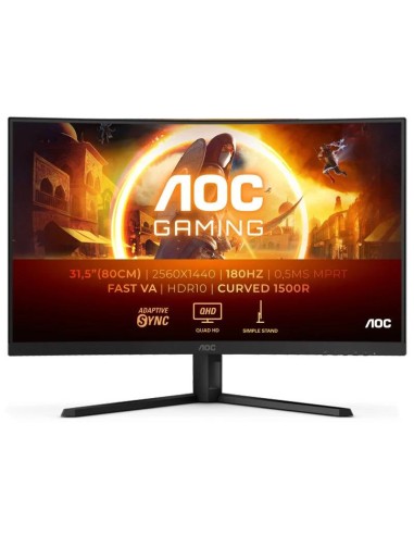 MONITOR GAMING AOC 32 CURVO 180HZ 2K QHD HDMI DISPLAYPORT BLACK