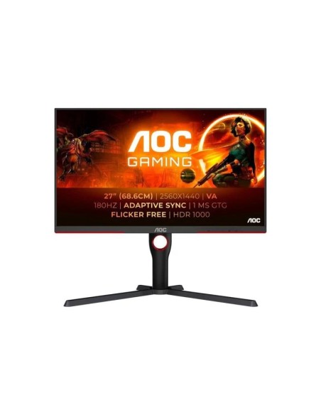 MONITOR GAMING AOC 27 180HZ 2K QHD ERGONOMICO HDMI DISPLAYPORT BLACK