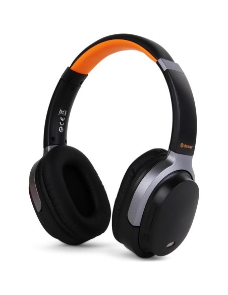 AURICULARES + MICROFONO DENVER BTN-210 HEADSET BLUETOOTH ANC BLACK/ORANGE