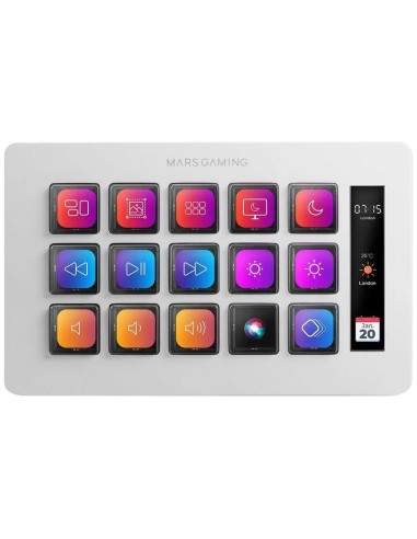 STREAM DECK MARS GAMING 15 TECLAS PERSONALIZABLES PANTALLA LCD WHITE