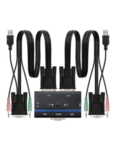 CONMUTADOR KVM NANOCABLE 2PC USB AUTOM. + CABLES