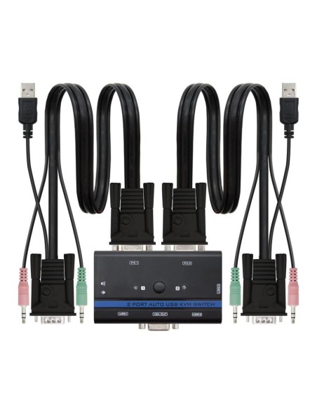 CONMUTADOR KVM NANOCABLE 2PC USB AUTOM. + CABLES