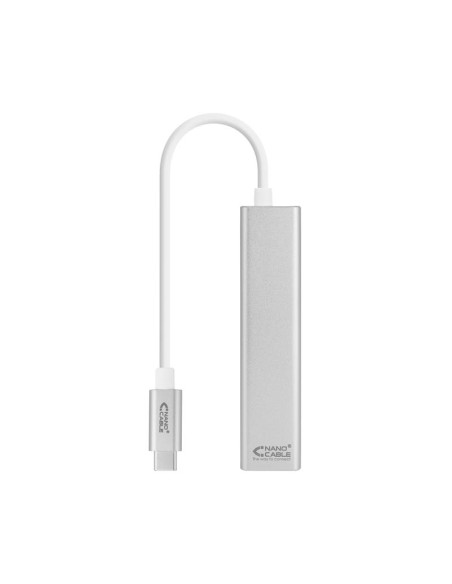 ADAPTADOR NANOCABLE USB-C ETHERNET RJ45 GIGABIT + 3XUSB 3.0 15CM SILVER