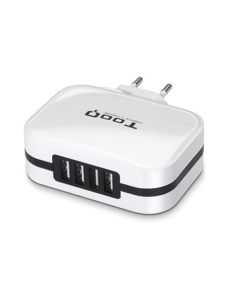 CARGADOR SMARTPHONE/TABLET TOOQ 4 PUERTOS USB WHITE