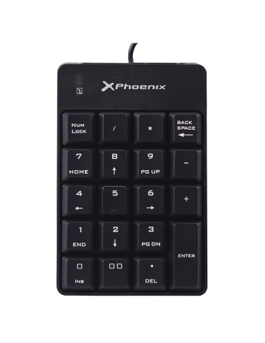 TECLADO NUMERICO PHOENIX KEYPAD USB 19 TECLAS BLACK