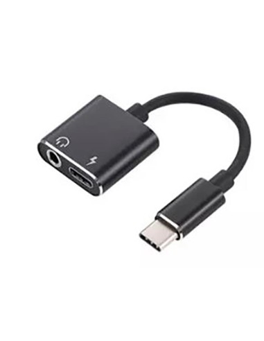 ADAPTADOR 2 EN 1 USB-C A AUDIO 3.5MM + USB-C 15CM BLACK