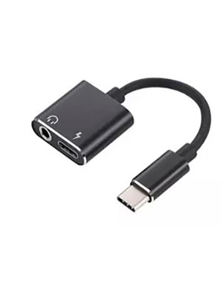 ADAPTADOR 2 EN 1 USB-C A AUDIO 3.5MM + USB-C 15CM BLACK